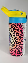 Load image into Gallery viewer, Childrens Mini Water Bottle, Sippy Cup Acrylic Drinkware, Rainbow Leopard Print,  Kids Drinkware, Unique Gift
